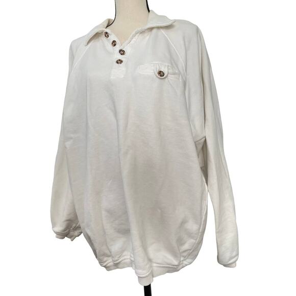Vintage Y2K White Cotton Stuff Oversized Pullover Sweater Mens Large Button Up - Picture 3 of 10